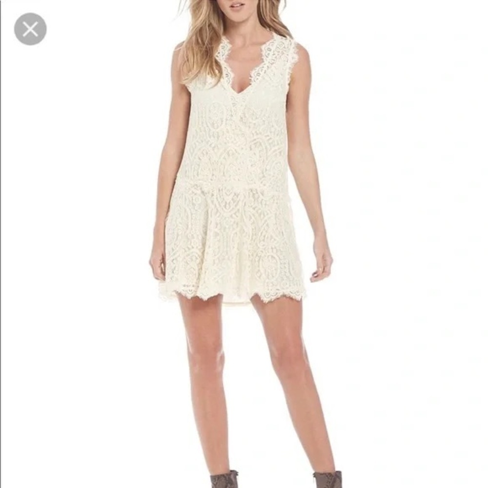 NWT Free People Hearts in Two Lace Minidress Ivory (100)